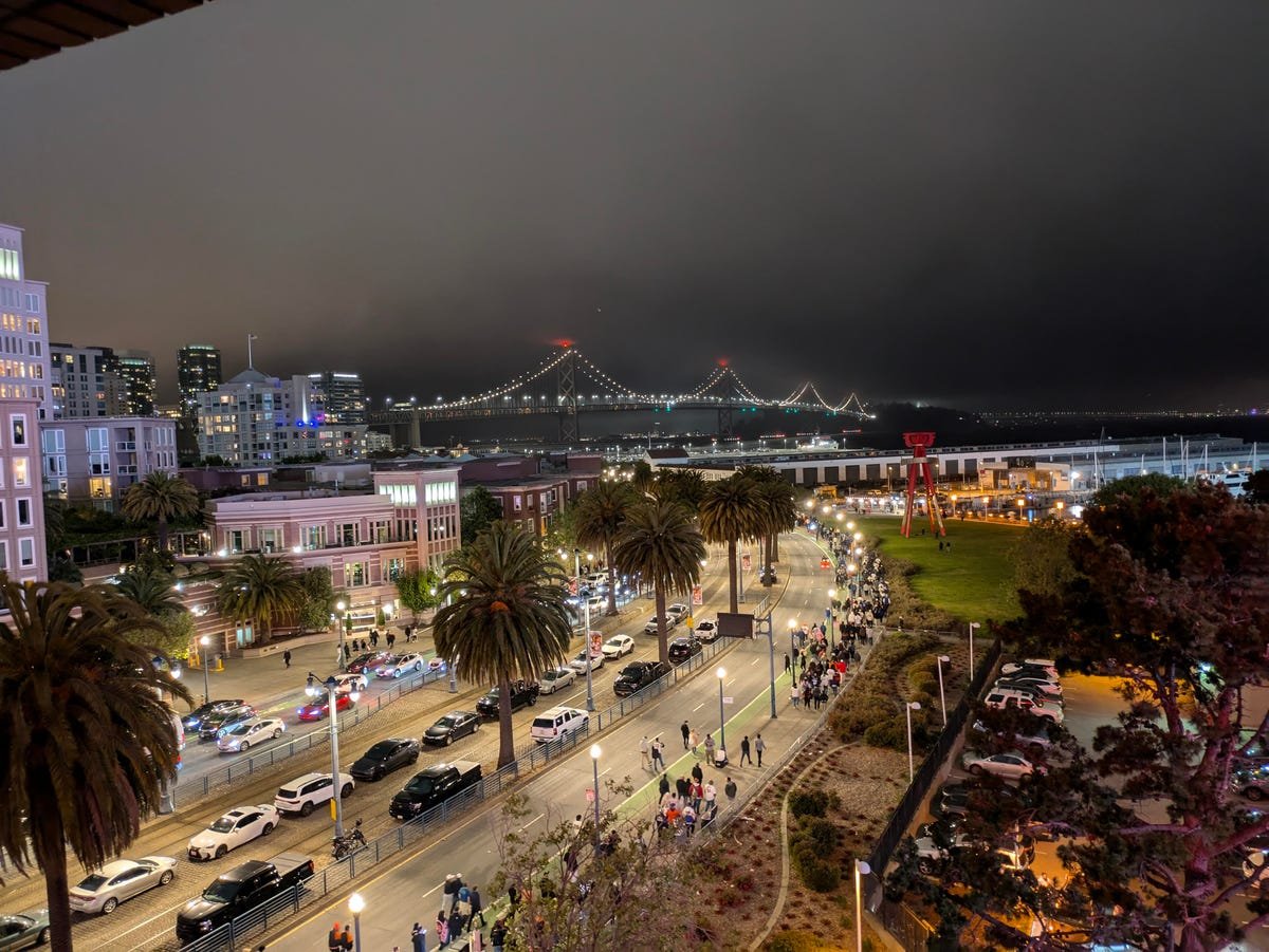 Google Pixel 8A Review: A Clear Choice Over the Pixel 8 26 A photo of a bridge in the distance at night