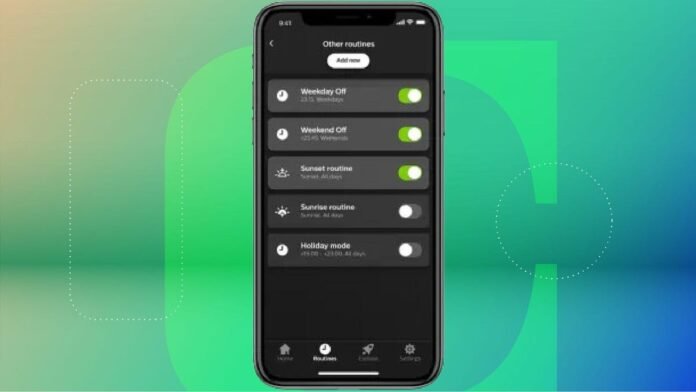 Going on Vacation? 11 High-Tech Security Tips Before You Leave A phone shows Philips Hue lighting and vacation modes.