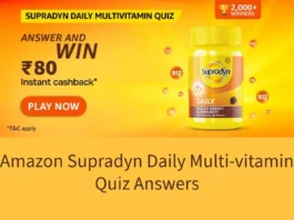 Amazon Supradyn Daily Multi-vitamin Quiz Answers: Win Amazon Pay Balance