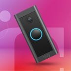 Ring Video Doorbell Wired on a gradient fusia background