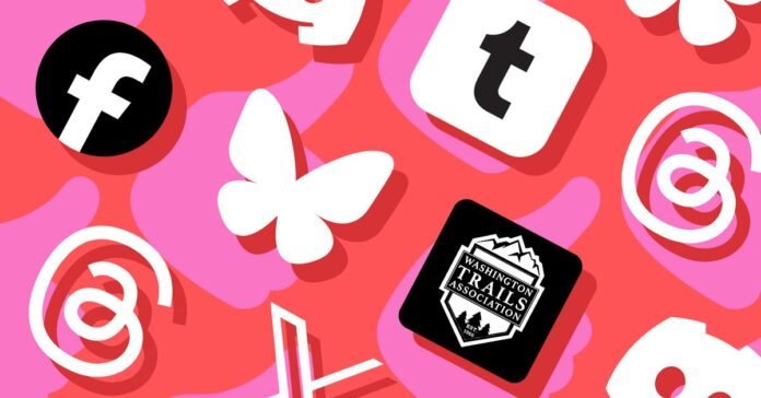 The Verge’s favorite social networks Rows of icons from social media companies: Threads, Facebook, X, Discord, Tumblr, Bluesky, and the Washington Trails Association