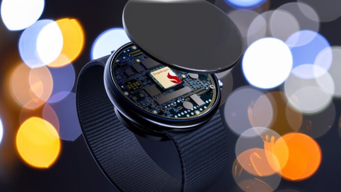 What we expect from Android & Wear OS smartwatches in A Qualcomm Snapdragon Wear chip inside of a smartwatch with a bokeh background