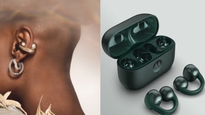 Moto Buds Loop Open-Ear Bose-Tuned Earbuds Launched, Moto Watch Fit buds loop moto Moto Buds Loop