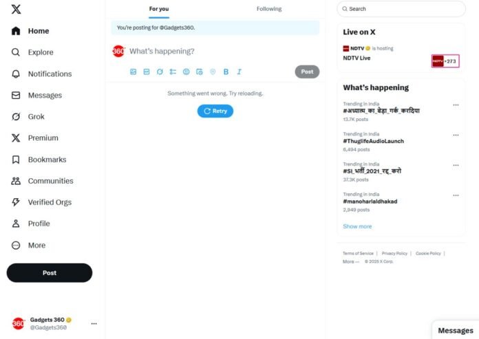 X Restores Access After Thousands of Users Report X Website x down gadgets360 X