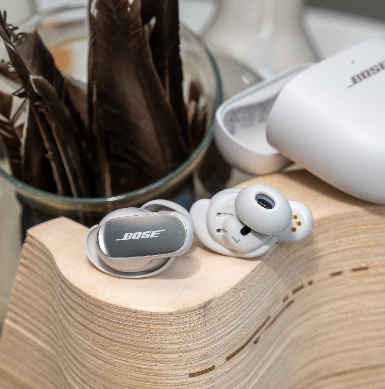 A photo of Bose’s QuietComfort Ultra Earbuds.