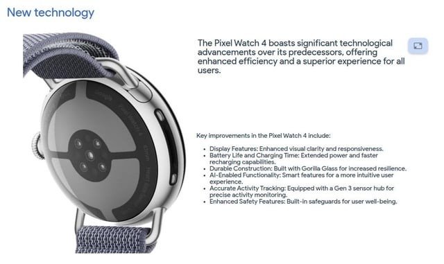 Leaked Pixel Watch 4 slides