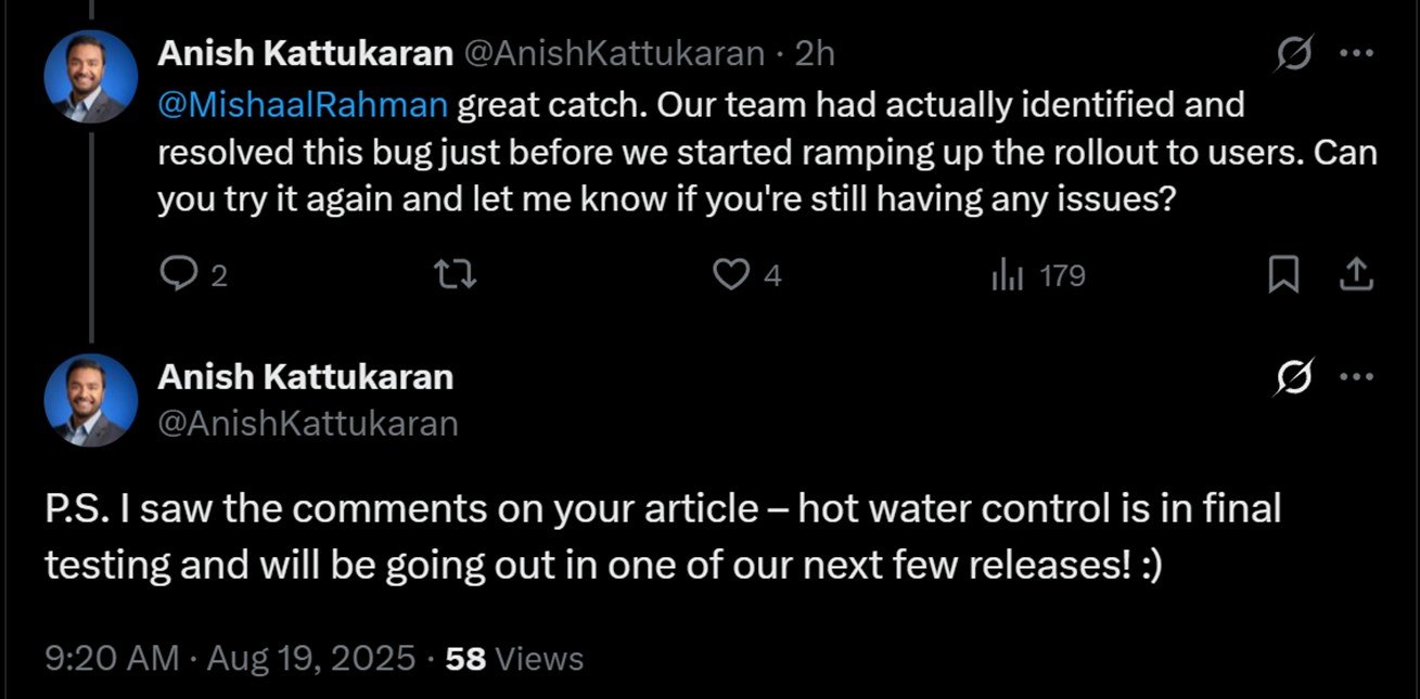 Google CPO Confirming Hot Water Controls Comonig to Home App X Google CPO Confirming Hot Water Controls Comonig to Home App X