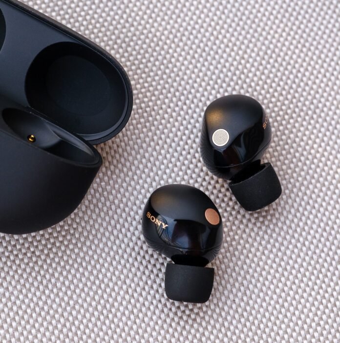 A photo of Sony’s WF-1000XM5 earbuds.