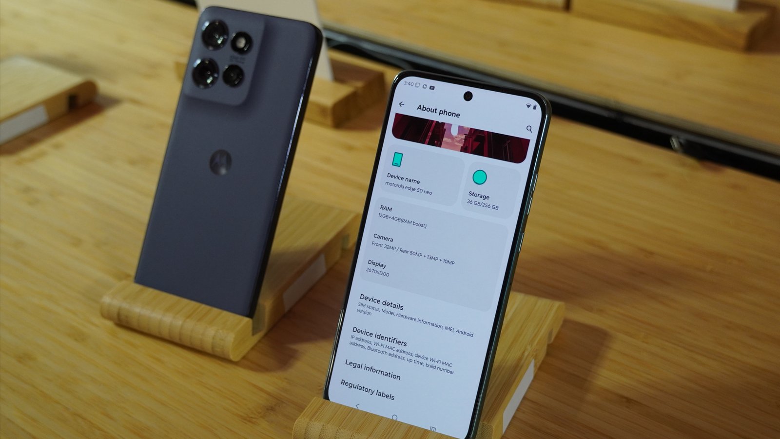 The Motorola Edge 60 Neo in the hand and on display at IFA 2025.