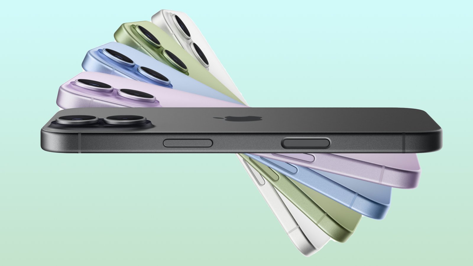 iPhone 17 vs. Samsung Galaxy S25: Battle of the bottom fashions 2 The entire iPhone 17 lineup against a green background.