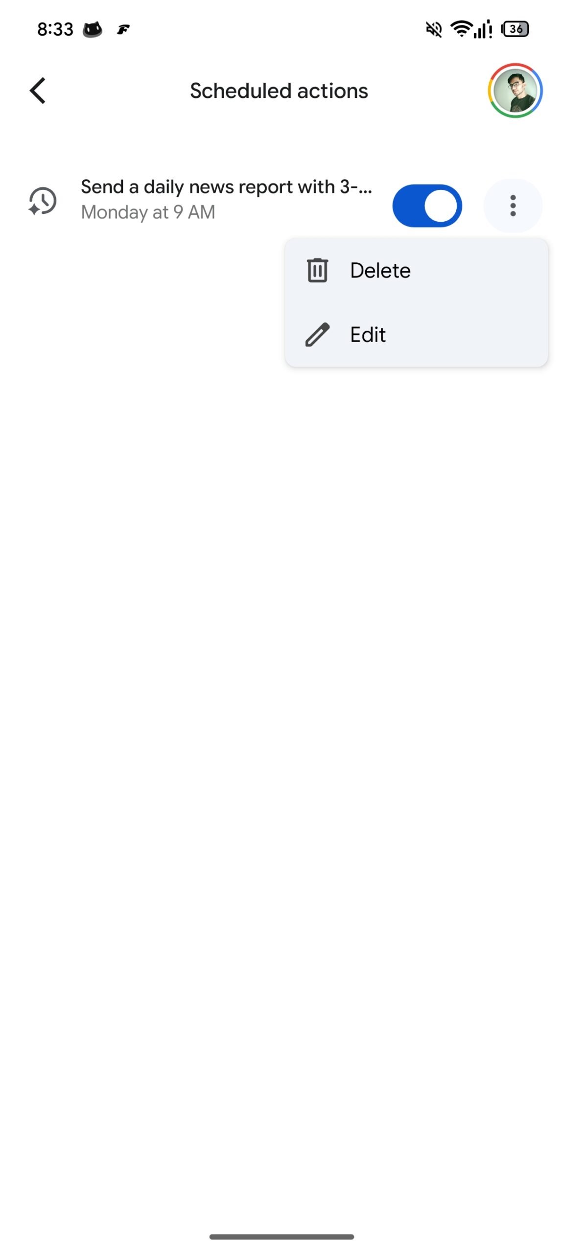 gemini scheduled actions new editing option 1