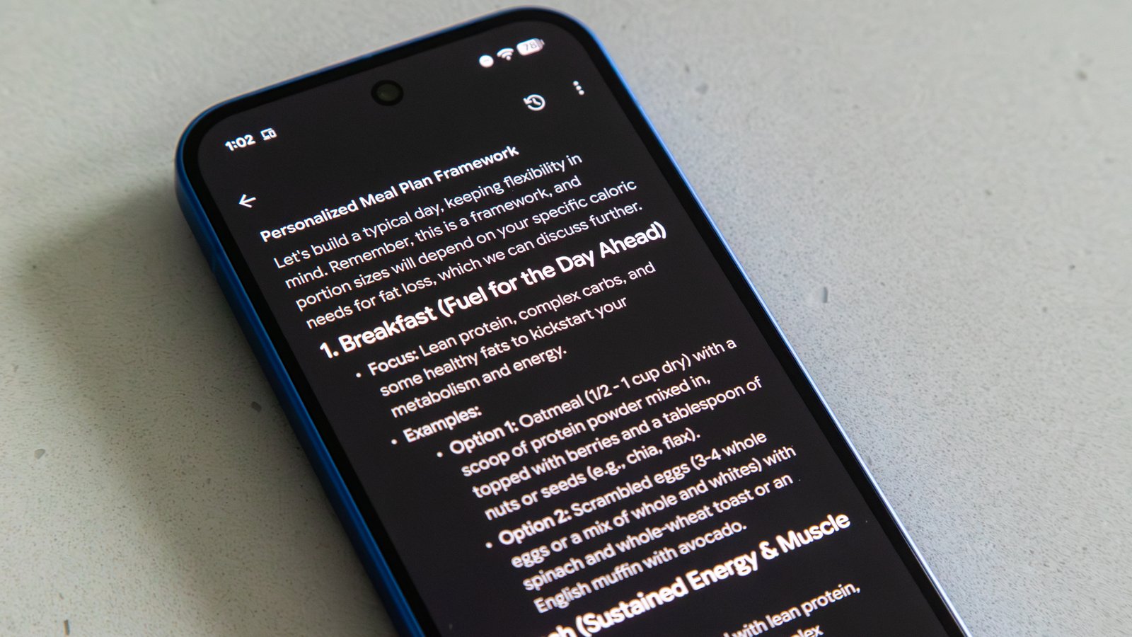 Fitbit personal health coach personalized meal plan framework