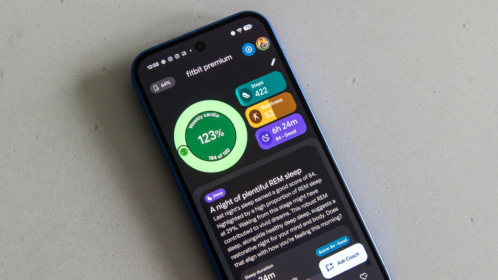 Fitbit personal health coach Today tab