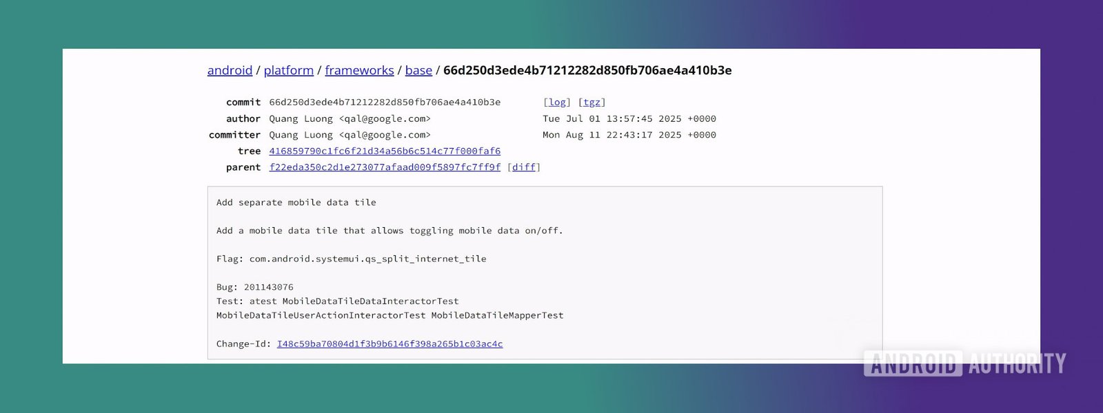 Add separate mobile data toggle AOSP code change