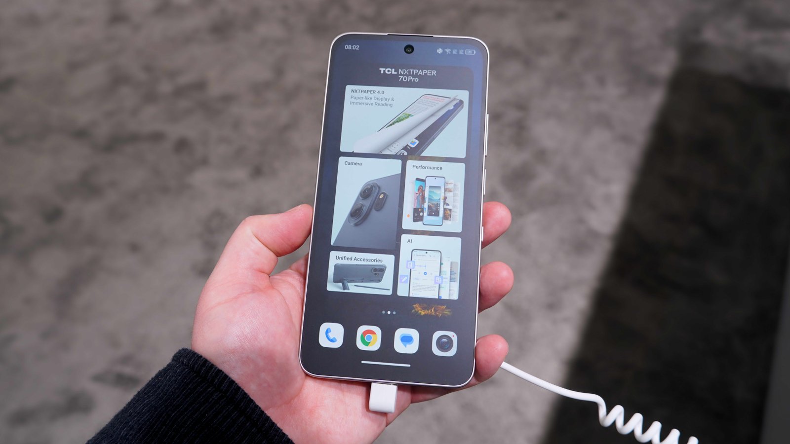 The TCL NXTPAPER 70 Pro on display at MWC 2026.