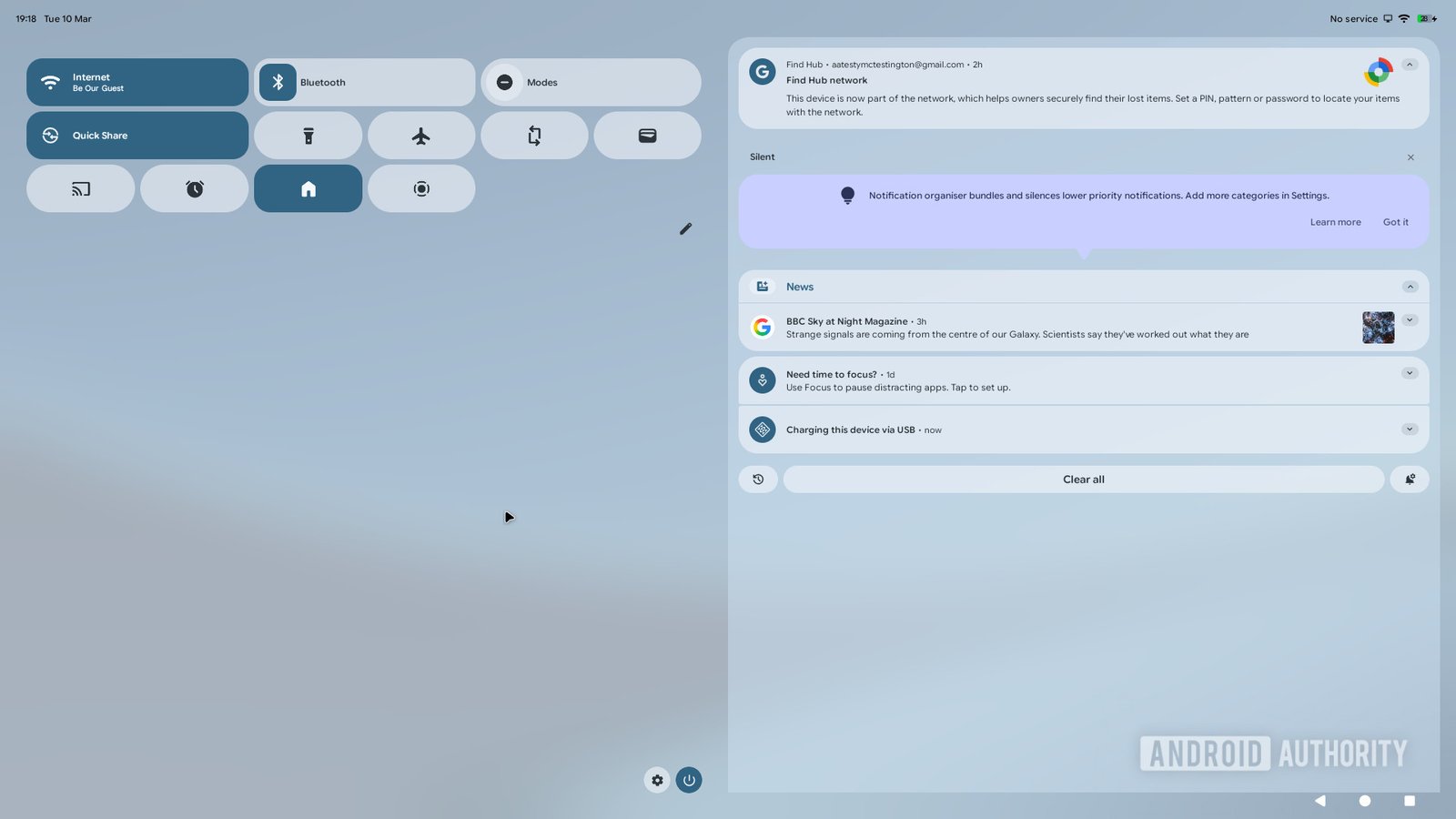 Pixel Desktop Mode Notification Panel