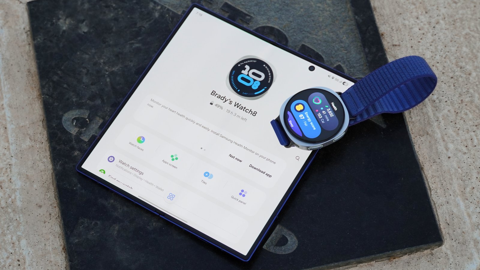 These are the 5 options that make the Samsung Galaxy Watch 8 value it 3 The Samsung Galaxy Watch 8 next to the Samsung Wearable companion app.