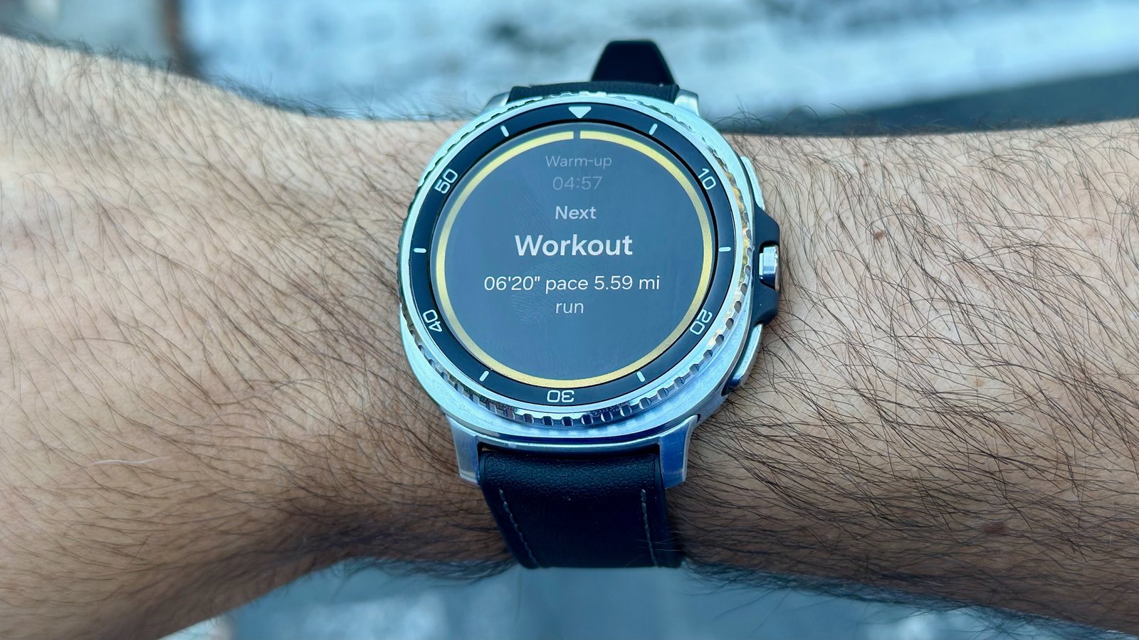 These are the 5 options that make the Samsung Galaxy Watch 8 value it 5 The Samsung Galaxy Watch 8 Classic on a wrist showing the next Workout step for Running Coach with pace and mileage.