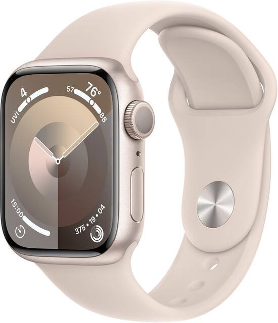 Apple Watch Series 9 GPS 41mm Silver Aluminum Case with Storm Blue Sport Band - S/M