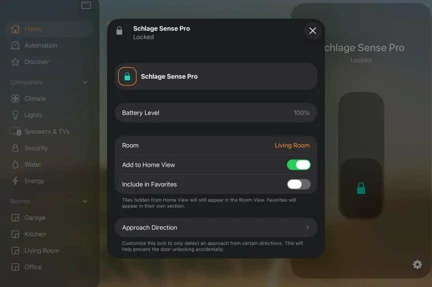 Best Apple Siri Voice Commands for Your Home: A Complete Guide 5 Apple Home app showing Schlage lock settings.