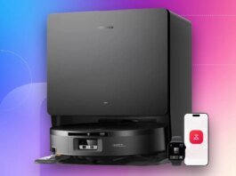 Save $200 on Roborock’s Brand-New Robot Vac and Mop With This Launch Deal Roborock Saros 20 Flow robot vacuum on blue and red background