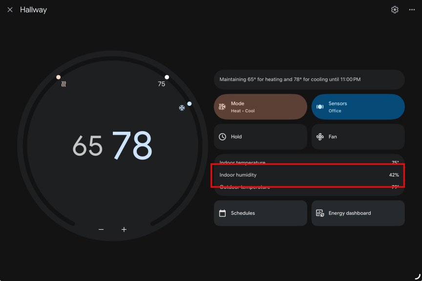 Nest app showing thermostat status.