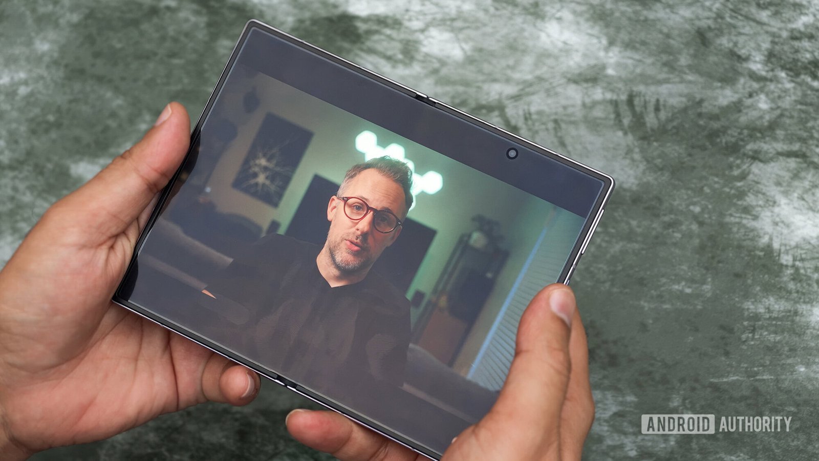 Samsung Galaxy Z Fold in hand video play