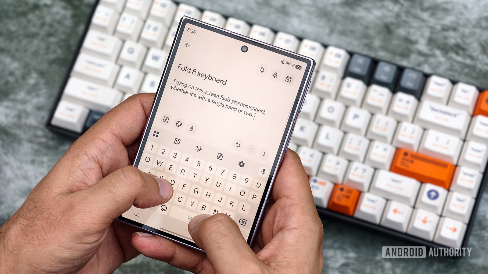 Samsung Galaxy Z Fold typing cover screen