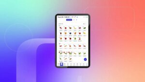 A smart display against a blue, green and orange gradient CNET background.